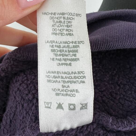 SUNDRY Purple Sweatshirt Cotton #CRUSH# Ribbed Crew Neck Fleece Classic Size 2 M - Picture 9 of 9